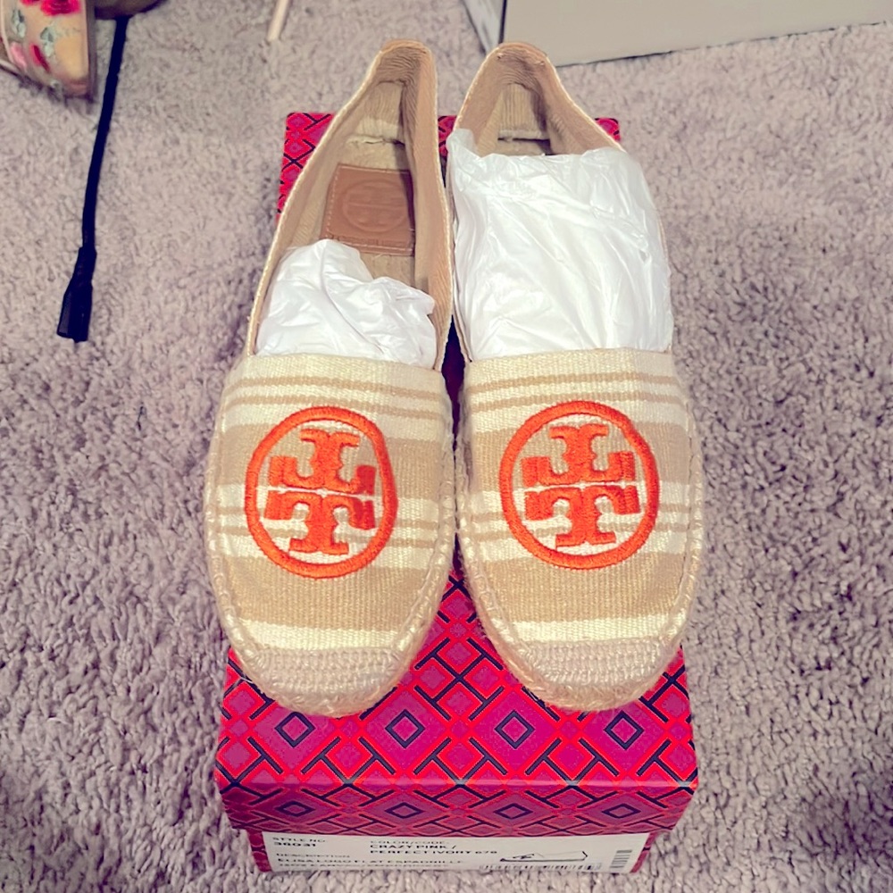 Tory Burch Elisa Logo multicolor Espadrille Flats. No box.